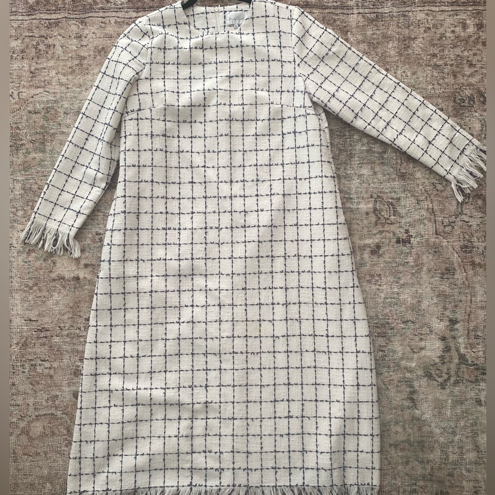 Dainty Jewells White and Black Grid Long Sleeve Dress